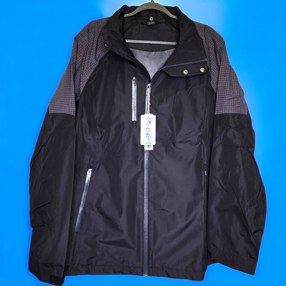 North End Sport Men's Size XL Black/Carbon Seam-Sealed Waterproof  Shell Jacket